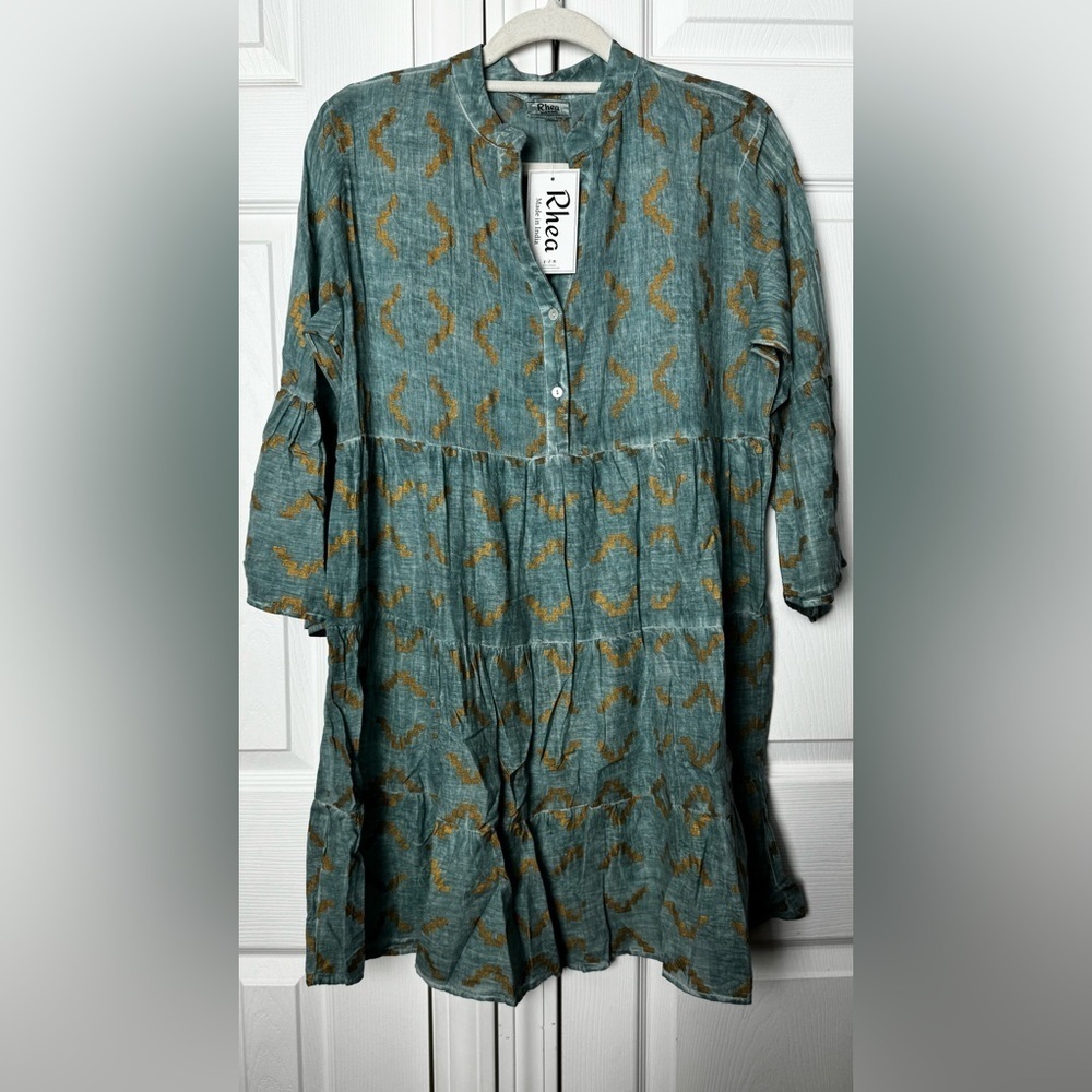 Rhea Boho Printed Long Tunic Top S/M  PTP 20 NWT Boutique - Picture 8 of 9